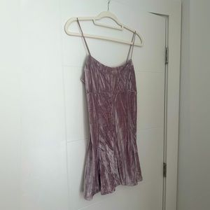 Pink velvet strappy mini dress